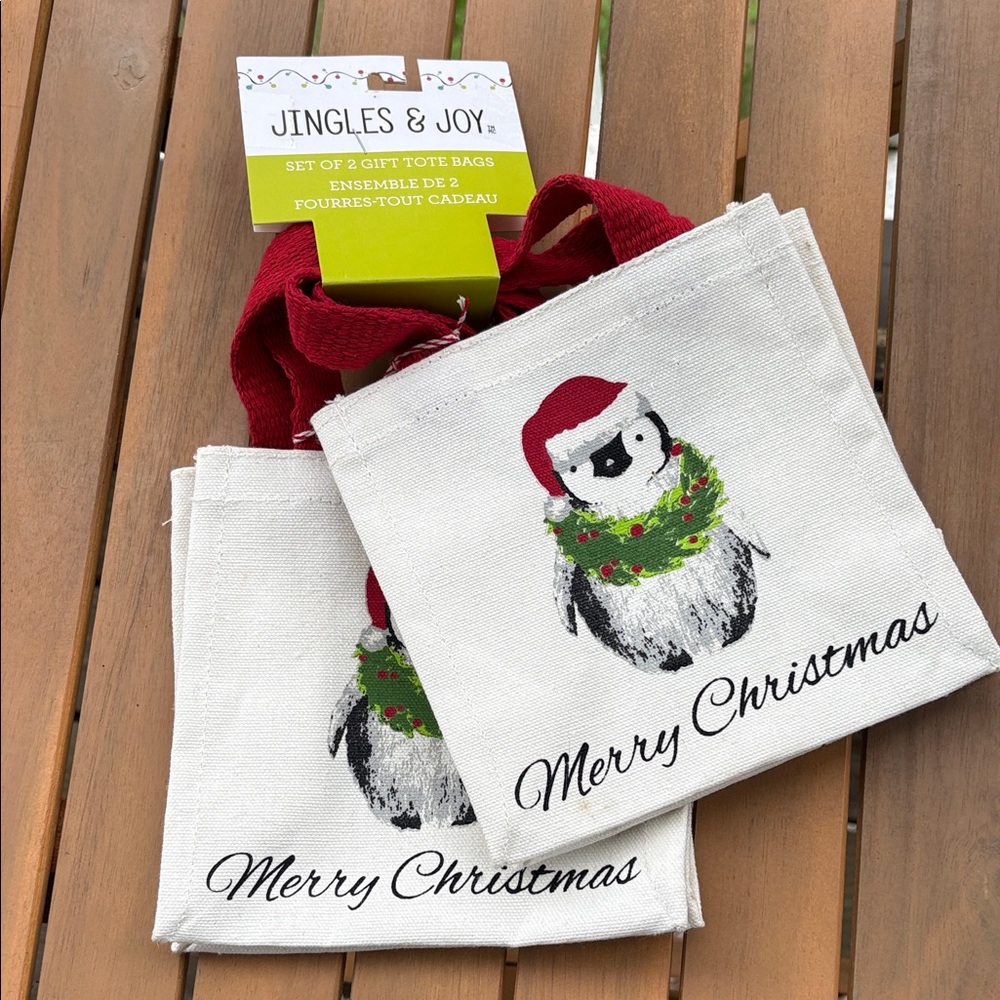 Jingles & Joy Set Of 2 Canvas Gift Bags